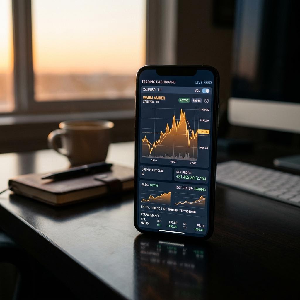 Tableau de bord de la plateforme de trading crypto IA Prisévance sur mobile